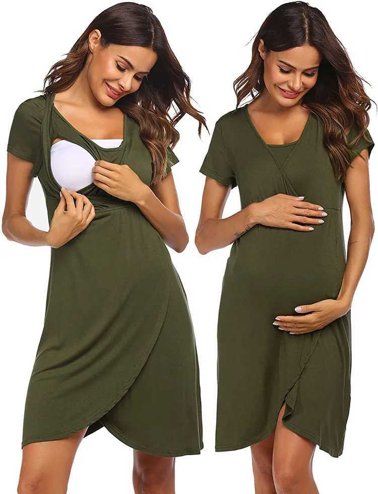 Pregnant womens short sleeved dresses nursing clothes maternity care clothes pregnant womens pajamas W241026