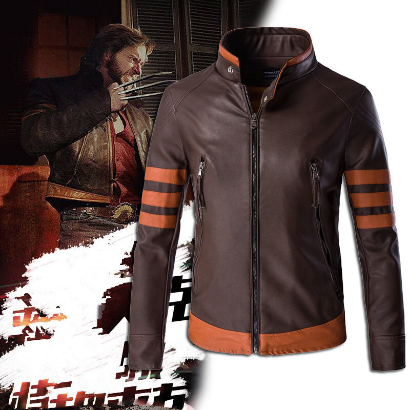 Autumn Men's Zipper Woerine Casual PU Leather Locomotive Coat Logan Bomber Jacket Slim Coats