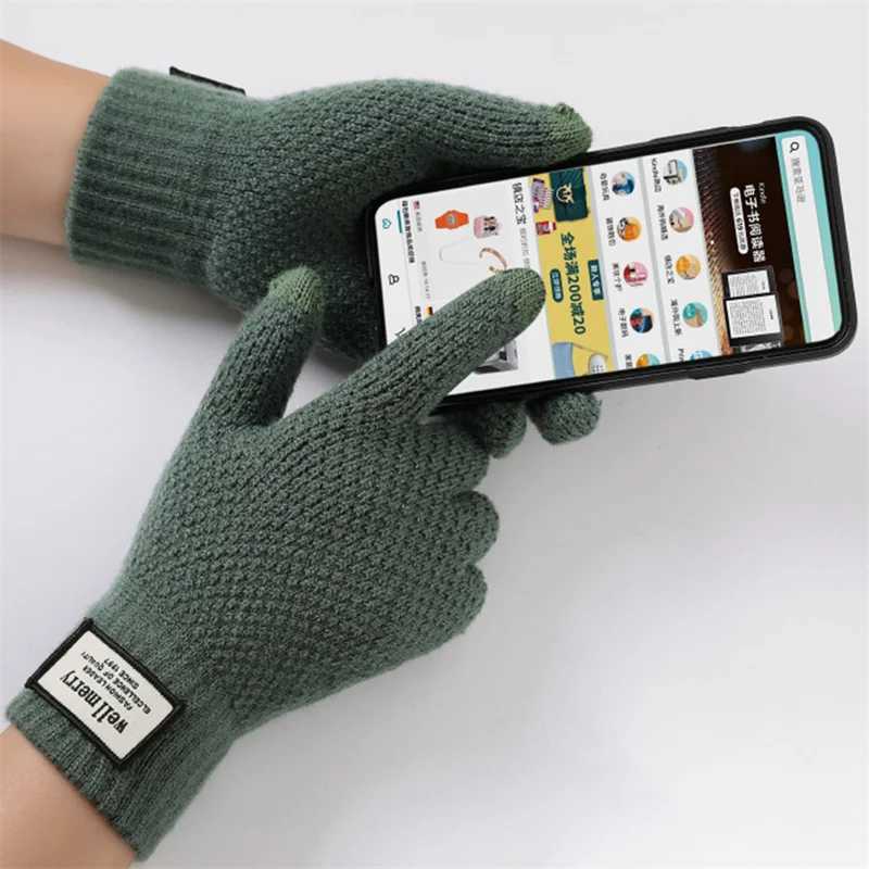 Winter mens knitted Gs touch screen high-quality mens cotton thick warm cashmere solid mens Busin Gs autumn W241026