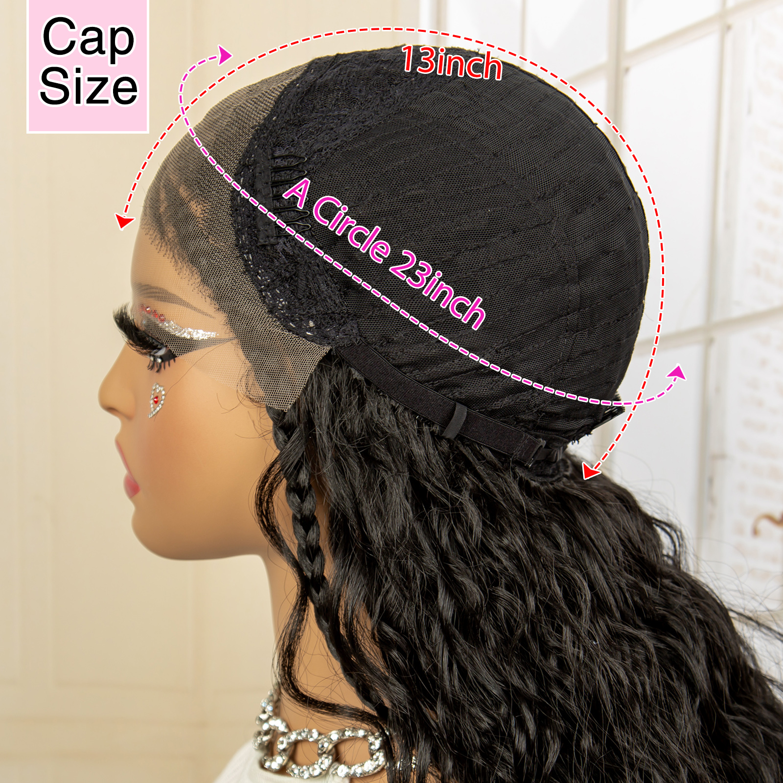 26 Inches Synthetic Lace Frontal Cornrow Braided Wigs with Baby Hair Curly Wave Wavy Braids Wig for African Black Women