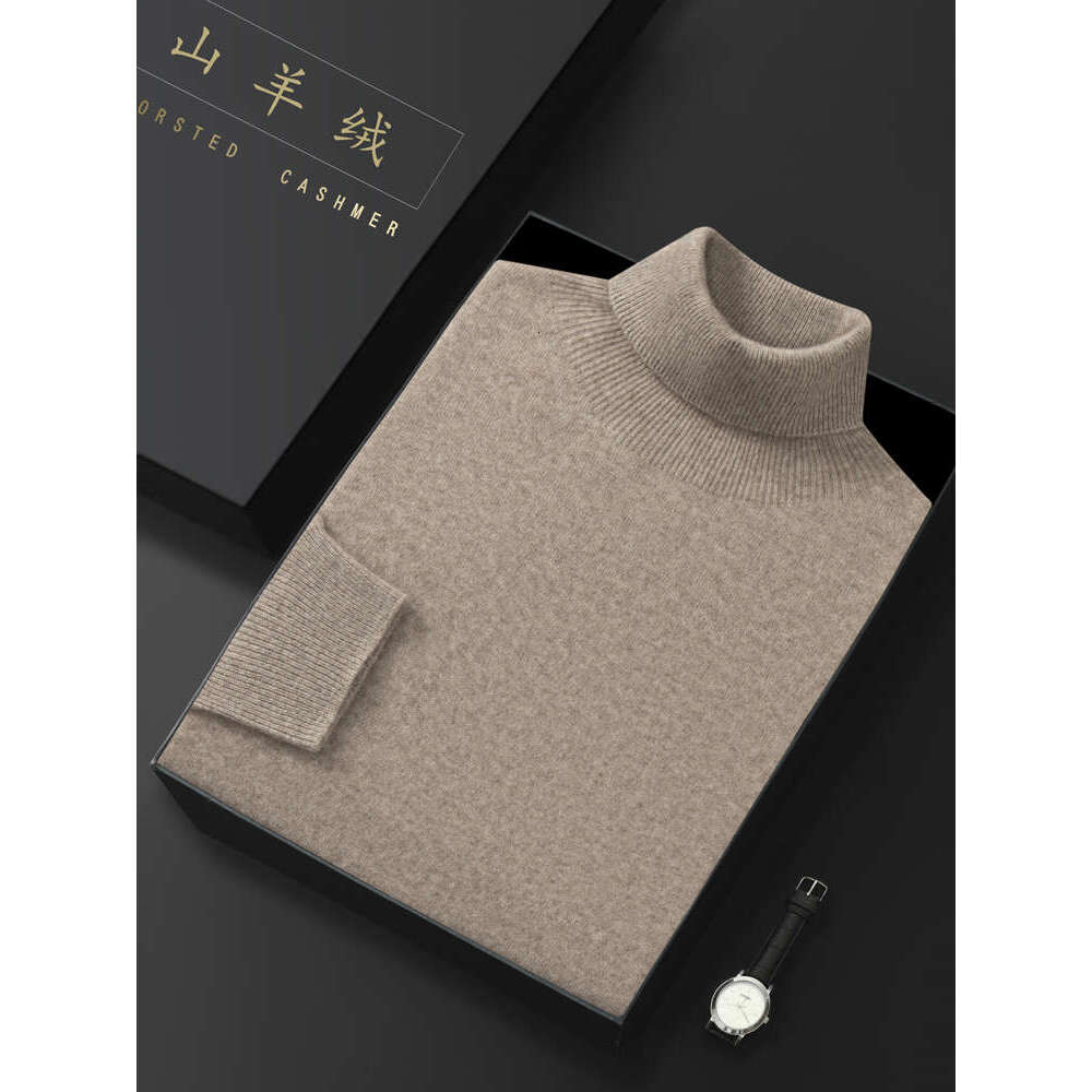 Men's Turtleneck 100% Sweater Autumn Winter Basic Long Sleeve Pullover Cashmere Knitwear Soft Warm Comfy Male Clothing
