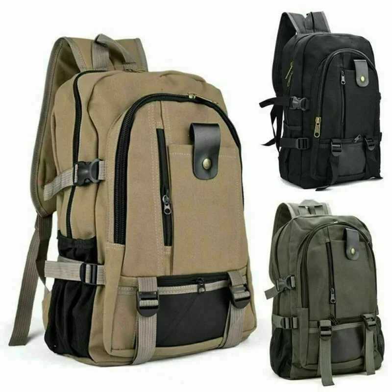 New Mens Simple and Fiable Backpack Leisure Travel Canvas Backpack Large Capacity Student BackpackXJ241026