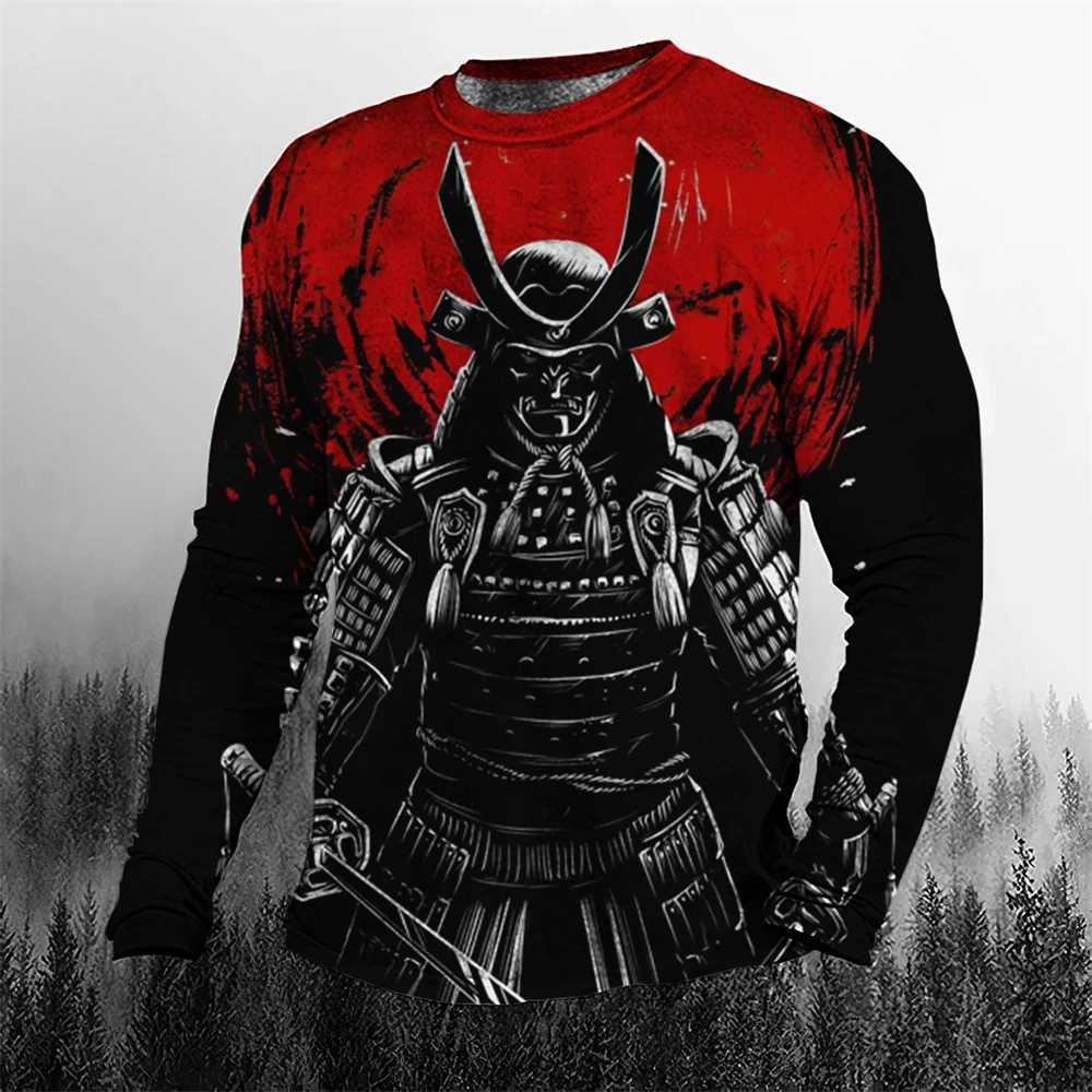 Er Cool Retro Japanese Sarai Mens T-shirt O-neck Mens Clothing Oversized Casual Long Sleve Top 3D Printed T-shirt W241026