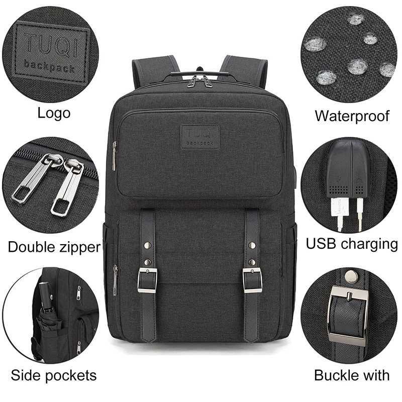 New Fi Portable Travel Anti-theft Design Backpack With Large Capacity Black Nyl Cloth Laptop Bag With USB Charging PortXJ241026