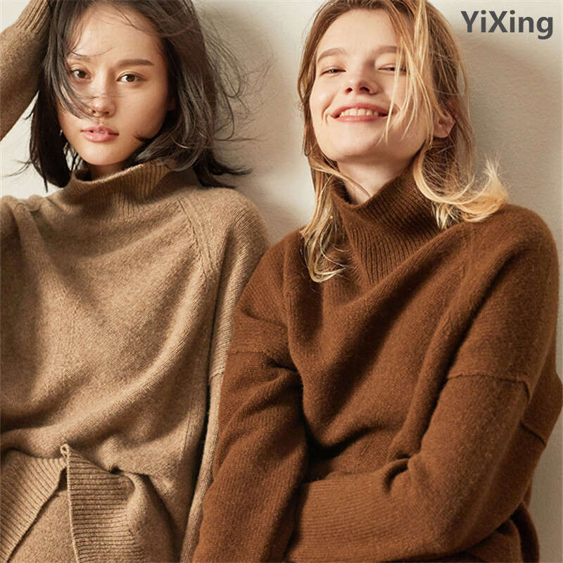 DY Autumn And Winter New Cashmere Women's High-Necked Pullover Loose Thick Sweater Short Paragraph Knit Shirt