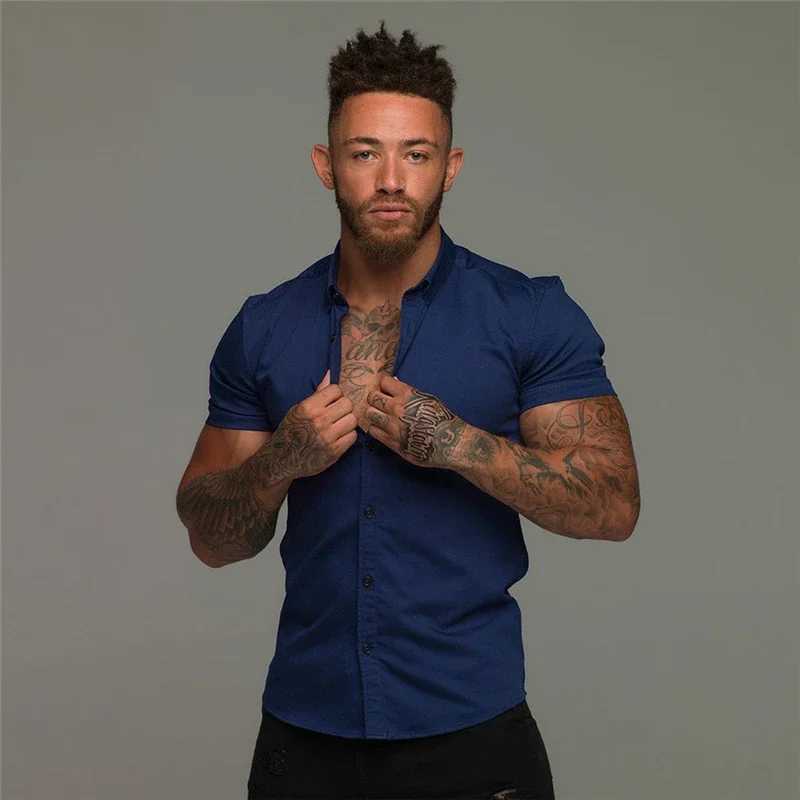 Mens Fashion Dress Summer Classic Slimming Button Short Slip Shirt Mens Casual Business Mens Hippie Social Shirt W241026