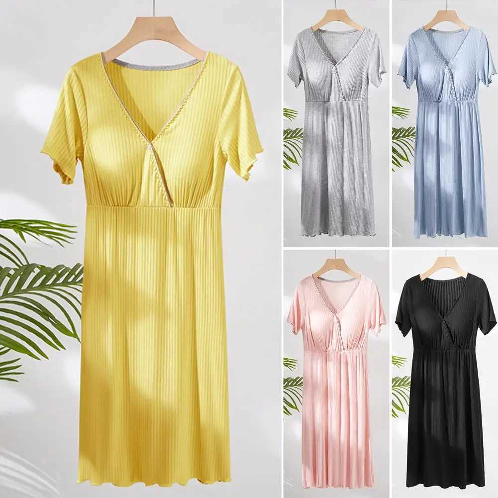 Comfortable maternity dress elastic womens dress soft texture daily wear postpartum and breastfeeding pregnant womens dress W241026