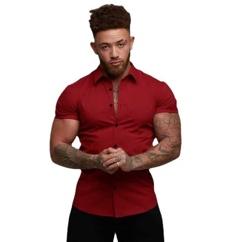 Mens Fashion Dress Summer Classic Slimming Button Short Slip Shirt Mens Casual Business Mens Hippie Social Shirt W241026