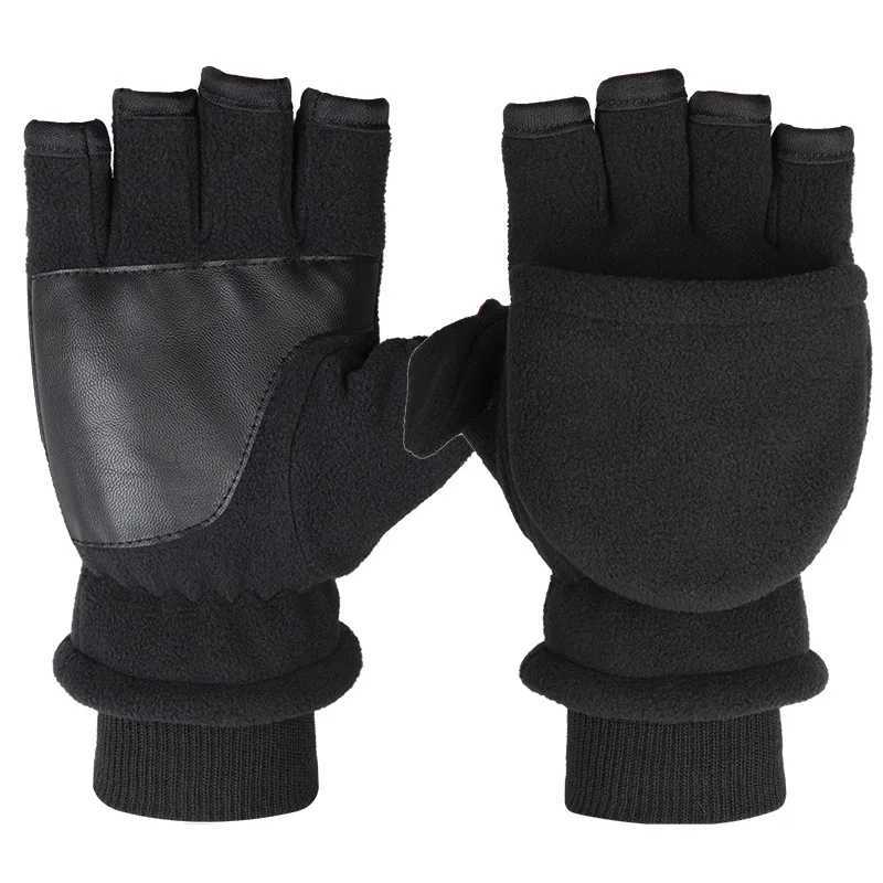 Winter Warmth Gs Finger Convertible Heat Gloves Gs Windproof Polar Wool Warmth Womens Double Layer Fl Gs W241026