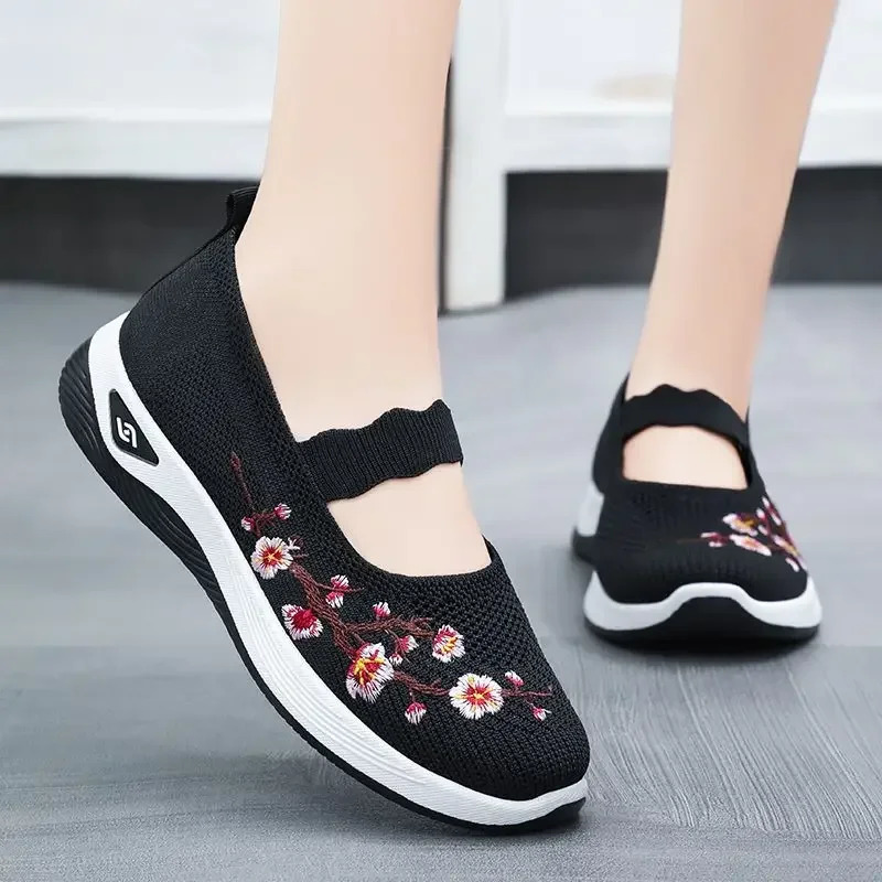 Womens Shallow Flat Shoes Breathable Womens Platform Running High Quality Round Flat Shoes Womens Fashion 241024