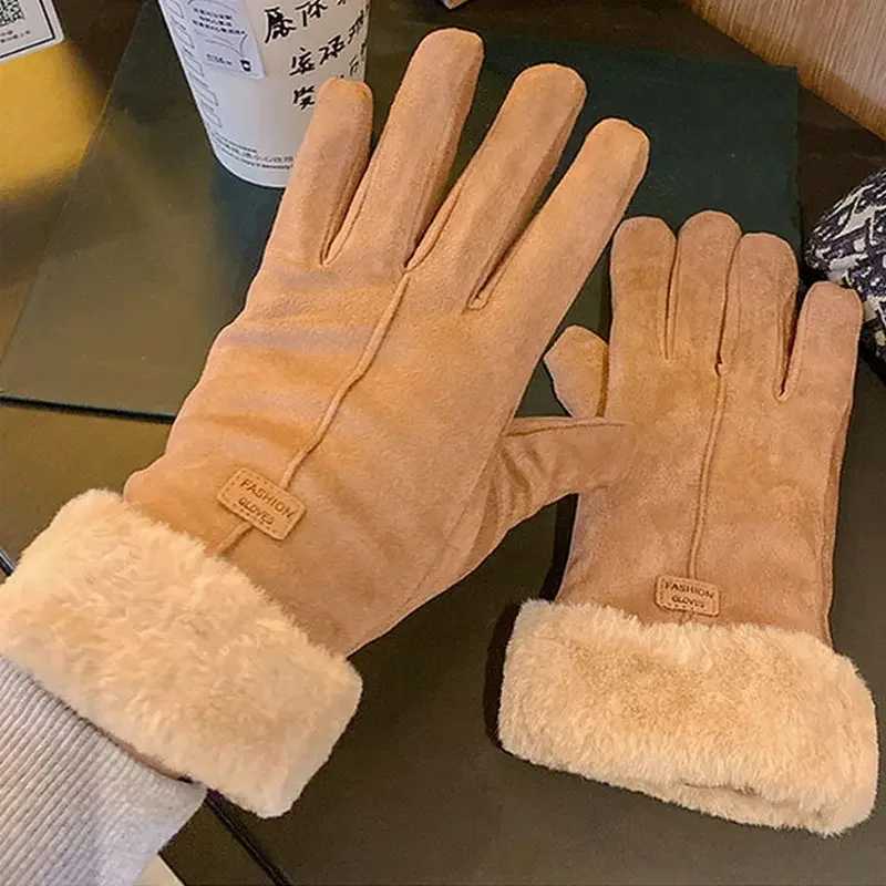 Fashion Womens Gs Autumn Cute Fur Warm Gloves Full Finger Gloves Womens Outdoor Sports Womens Gs Touch Screen W241026