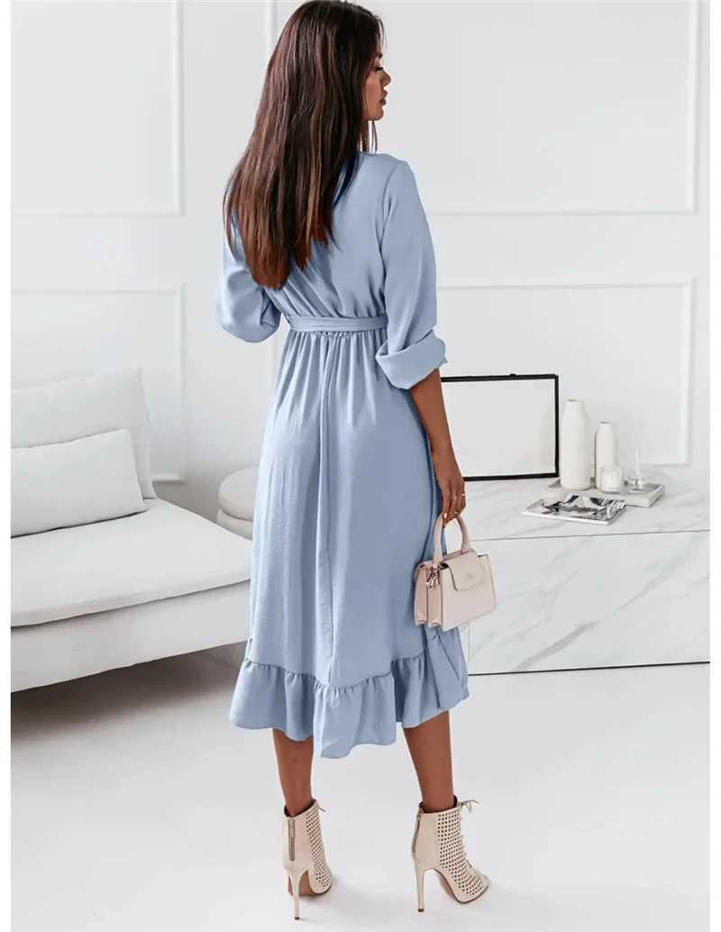 Pregnant womens casual V-neck long sleeved dress elegant pregnant womens photosoot dress sexy Vestitos W241026