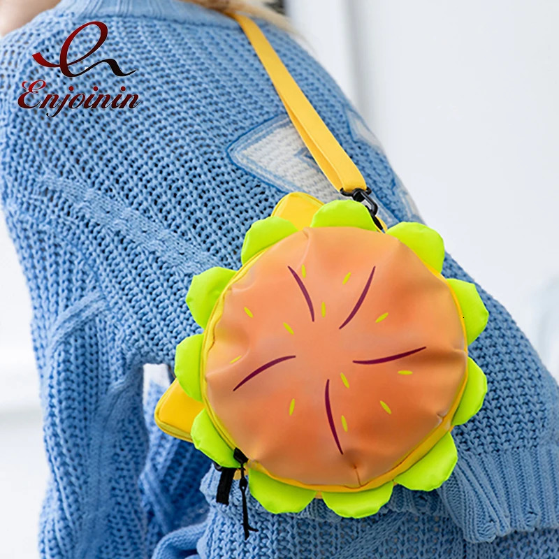 Funny Hamburg Shaped Purses and Handbags for Women Kawaii Shoulder Bag Small Crossbody Bag Cute Female Clutch Leather 241025