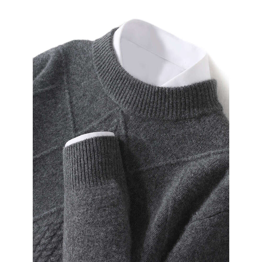 Autumn Winter Thickened Men's Sweaters Mock Neck Pullover 100% Merino Wool Casual Twist Knitwear Soft Warm Comfort Men Clothing