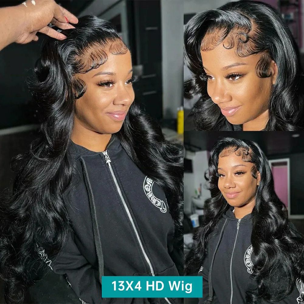 Glueless Body Wave Human Hair Brazilian 13x4 13x6 HD Transparent Front Wig Pre Plucked 4x4 Lace Closure Wigs For Women
