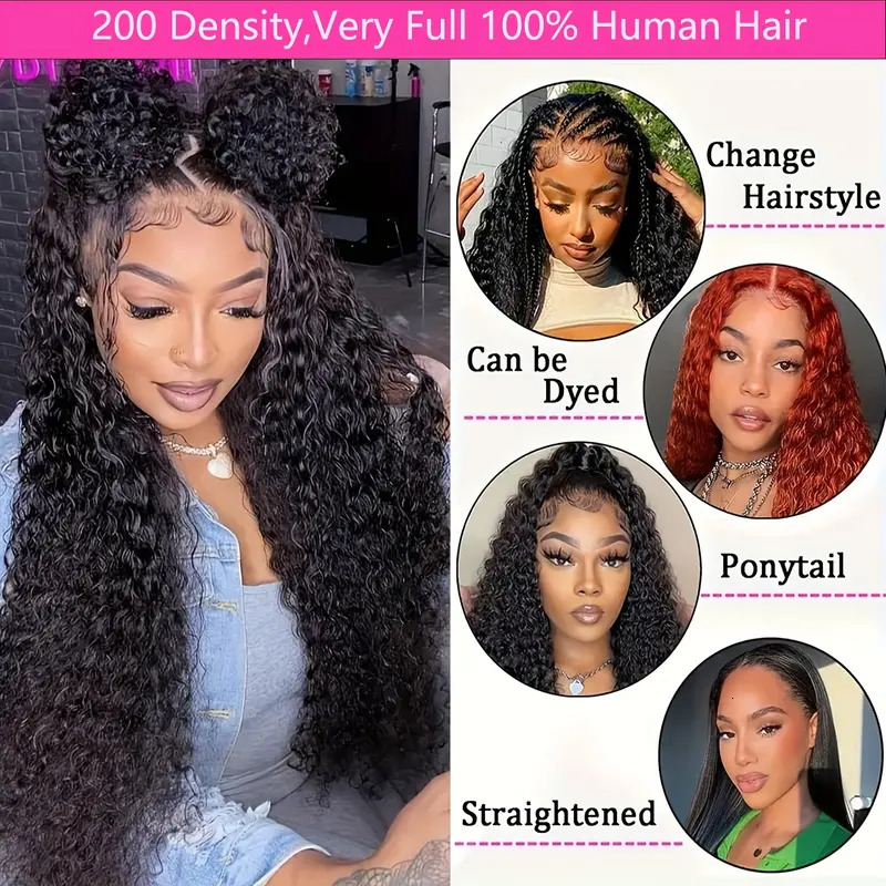 Cheap Water Full Lace Front Human Hair Wigs For Black Women 30 Inch Wet And Wavy Loose Deep Wave Frontal Wig