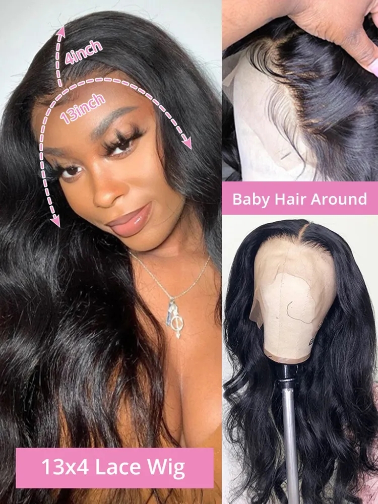 36Inch Body Wave Transparent 13x6 Front Human Hair Wigs Indian Remy Raw 13x4 Frontal For Women Lace Closure Wig