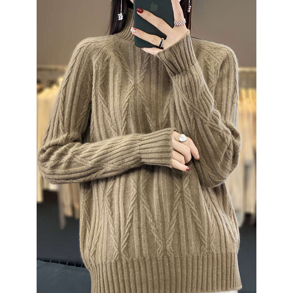 2023 Fashion Good To Wear 100% Merino Wool Tops Women Clothing Sweater Turtleneck Long Sleeve Pullover Autumn Winter Knitwear