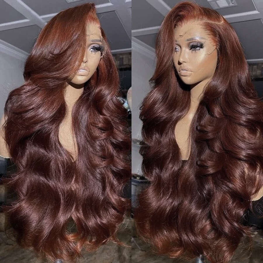 Copper Red Frontal Wig Reddish Brown 13X4 Synthetic Lace Front Wigs For Women Pre Plucked Haire With Baby Hair Fiber