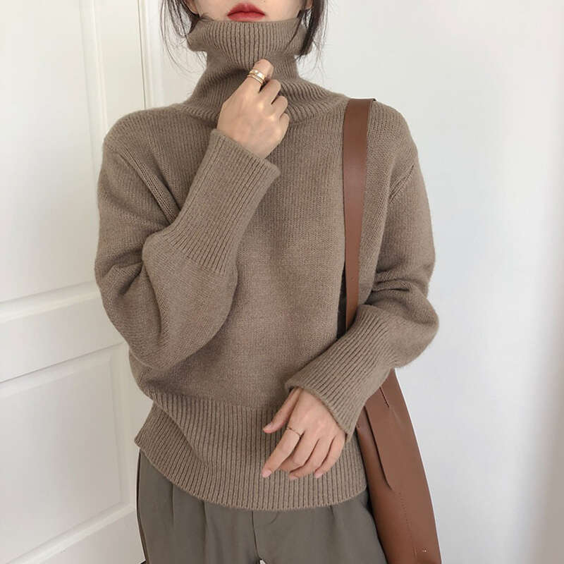 Autumn Winter Women Knitted Turtleneck Cashmere Sweater 2021 Casual Basic Pullover Jumper Long Sleeve Loose Tops
