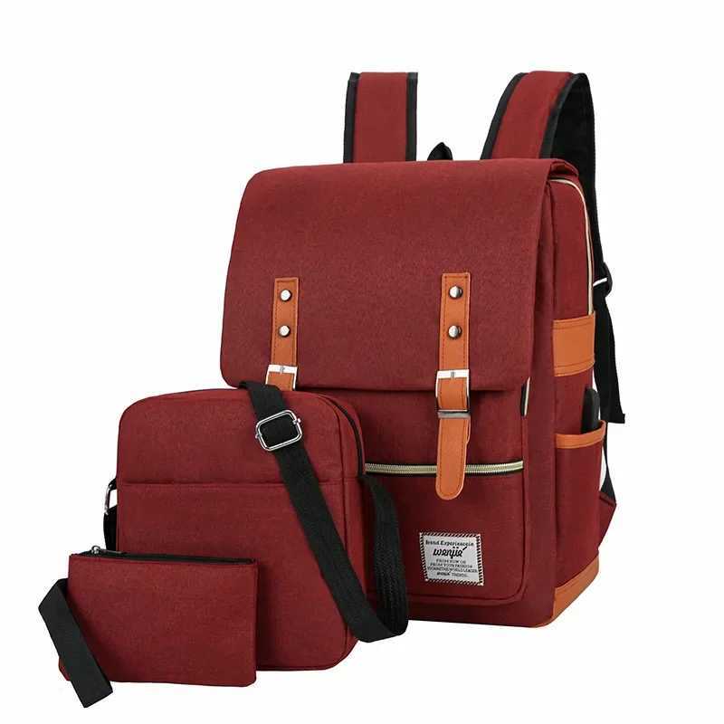Mens Backpack Set of Three 15.6 Inch Laptop Bag with USB Charging Port School Bag Waterproof Large Capacity Business BackpackXJ241026