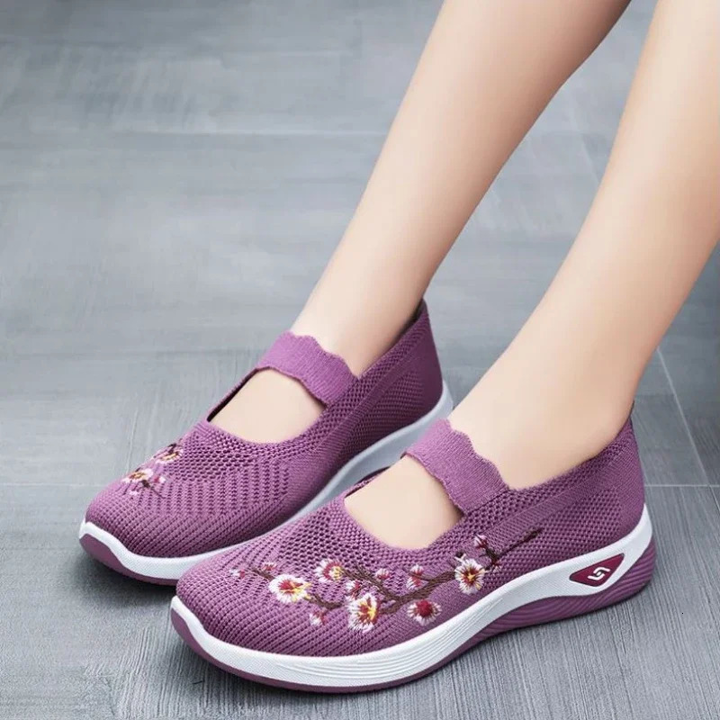 Womens Shallow Flat Shoes Breathable Womens Platform Running High Quality Round Flat Shoes Womens Fashion 241024