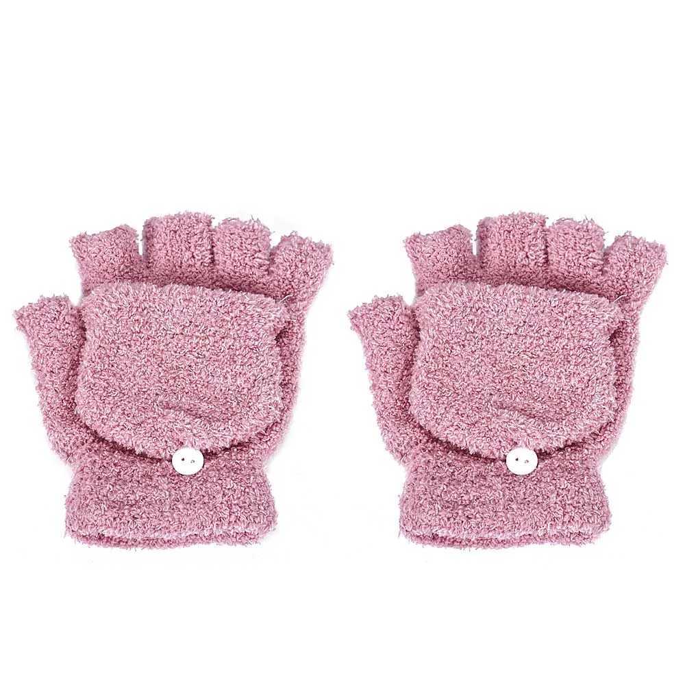 2021 Winter Warm Thick Wool Gs Knitted Flip Cover Finger Flexible Exposed Finger Thick Gs Gloves for Men and Women G W241026