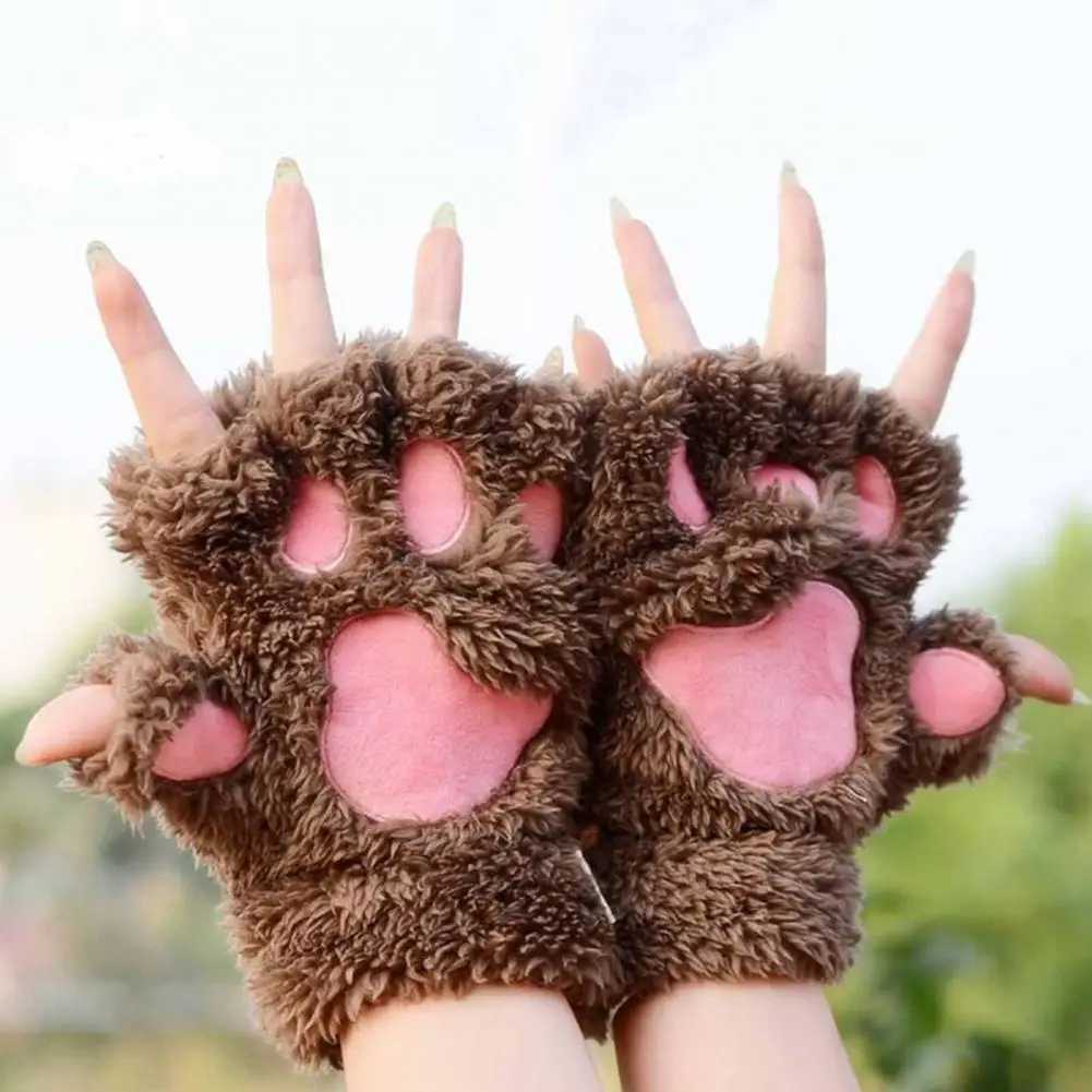 Anti slip Gs Classic Polyester Gs Comfortable Plush Cat P Cl Gs Suitable for Women Cute Winter Cat Gloves Warm W241026