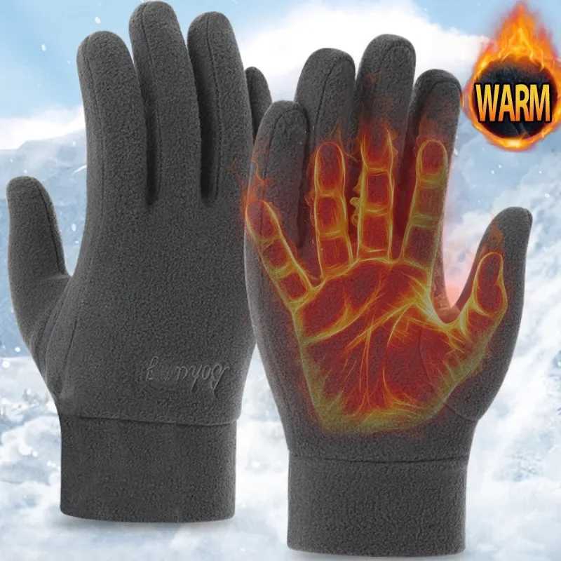 Mens Thick Wool Gs Suitable for Womens Winter Warmth Full Finger Gs Outdoor Windproof Running Bicycle Gloves W241026