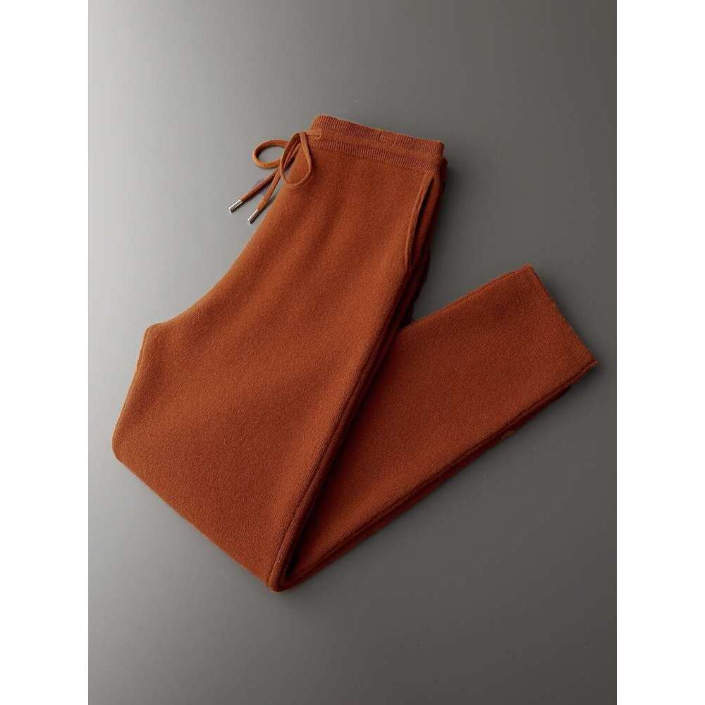 2024 Men's Cashmere Autumn Winter Pencil 100% Merino Wool Knit Trousers Thick Soft Warm Basic Smart Casual Pants