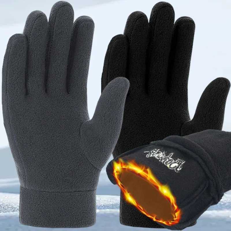 Mens Thick Wool G Winter Warmth Full Finger G Outdoor Windproof Running Bicycle Gloves W241026