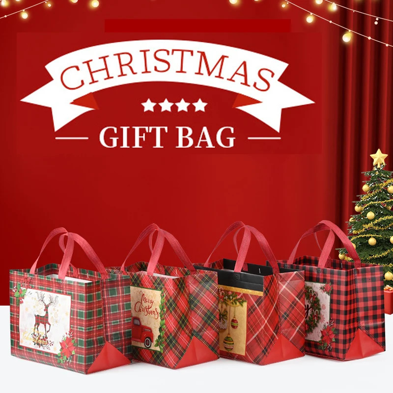 2025 Christmas Gift Bags Small Tote Bags with Handles Reusable Shopping Bags have Santa Claus Socks Treat Bag Year Bag 241025