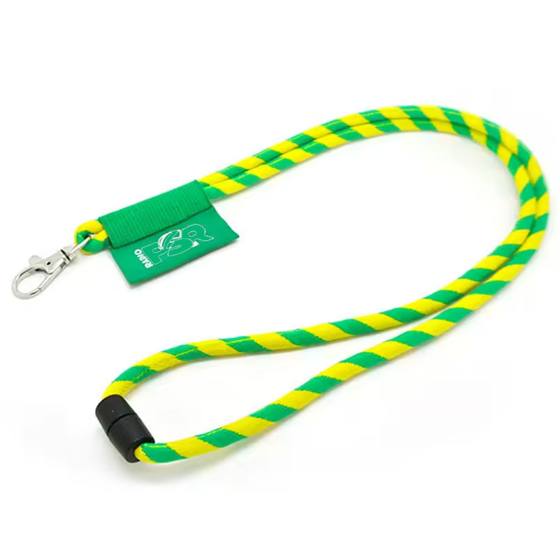 Factory Custom LOGO CrossbodyCustomized Logo Lanyard Rope Woven Logo Round Lanyard Suppliers Elastic Round Rope Lanyard Rope Strap featuring Embossing