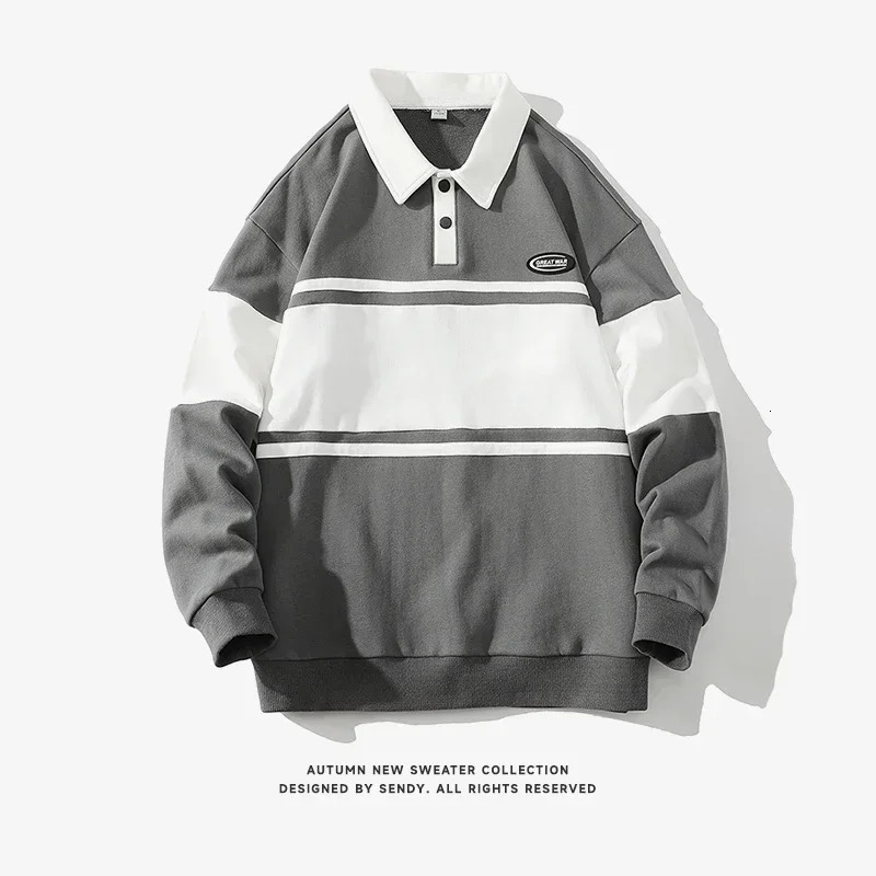 Autumn Mens Polo T Shirt Hoodie Casual Korean Fashion Youth Long Sleeved Golf Tshirt with Collar Men Clothing Shirts 241025