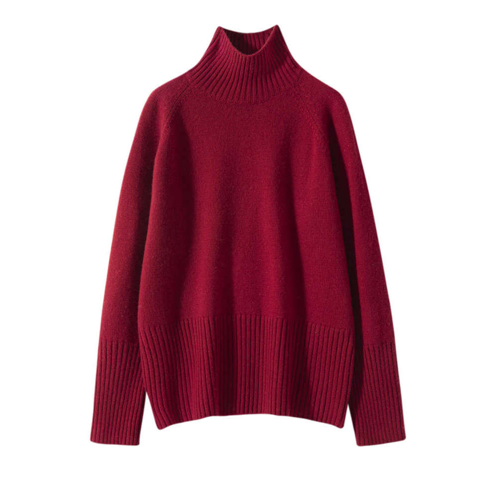 High-End Women Sweater Turtleneck Thick Basic Classical Loose Large Size Pullover Autumn Winter 100% Cashmere Knitwear