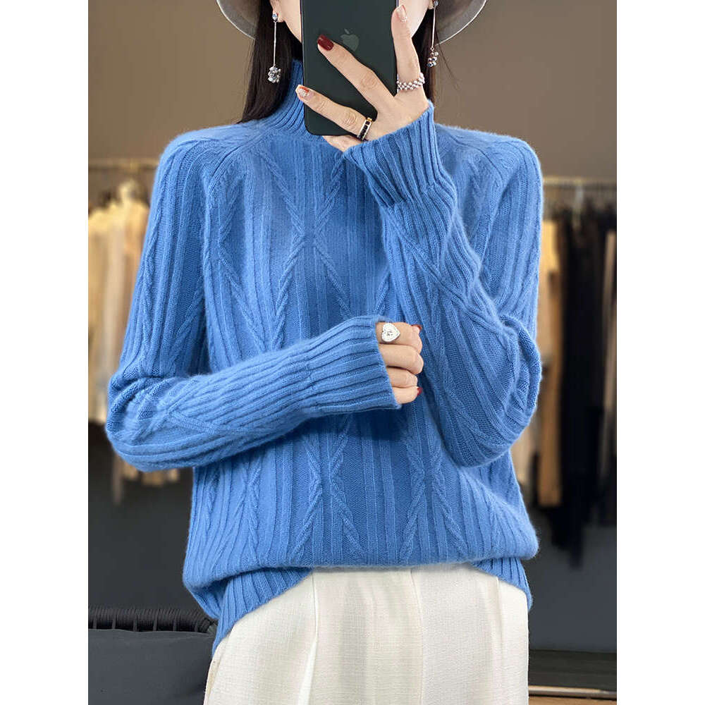 2023 Fashion Good To Wear 100% Merino Wool Tops Women Clothing Sweater Turtleneck Long Sleeve Pullover Autumn Winter Knitwear