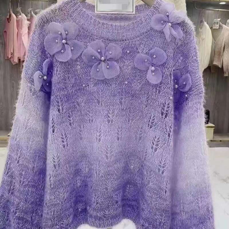 2024 Autumn/Winter Fashion 3D Wer Women's New Sweet Design Hollow Knitted Sweater Hoodie Top Sweater For Women