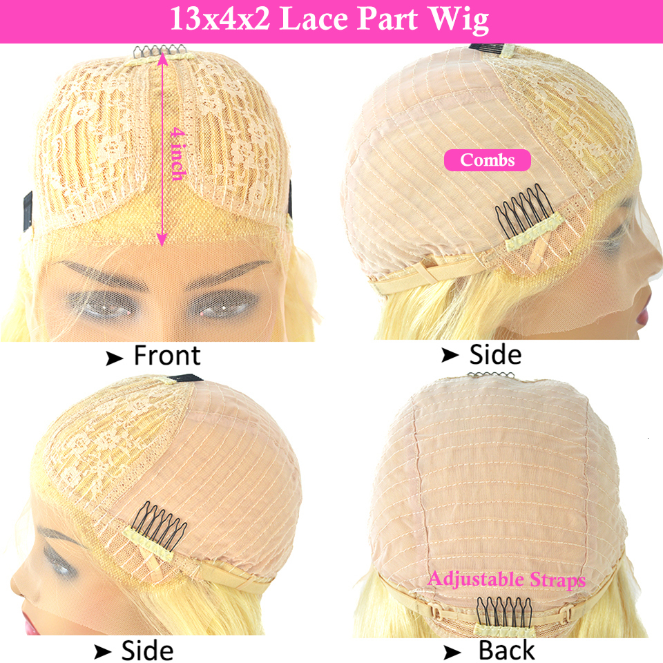Green Short Straight Human Hair Wigs For Women 613 Blonde Colored Transparent Lace Frontal Preplucked Grey Color Bob Wig