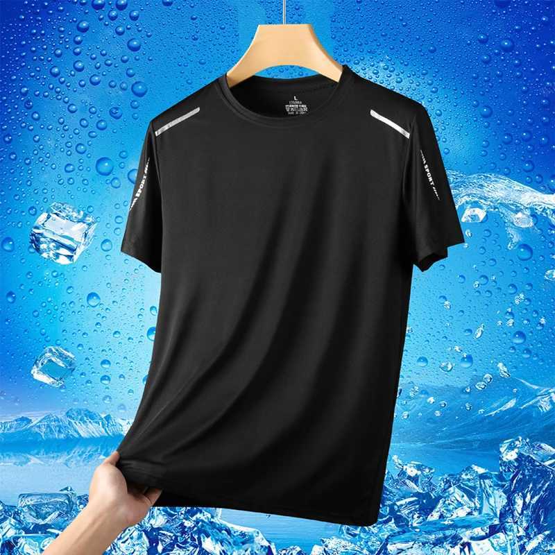 Ice Silk Short Slves Mens Summer Thin Sports Top Cool T-shirt Elastic Mesh Breathable Outdoor New Quick Drying T-shirt W241026