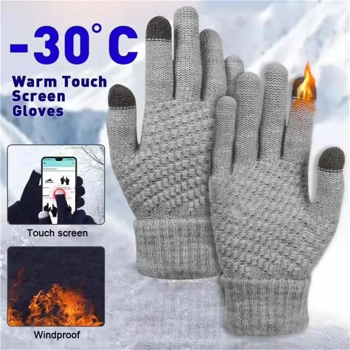 Womens Warm Winter Touchscreen Gs Elastic Classic Knitted Gloves Full Finger Outdoor Bicycle Driving G W241026