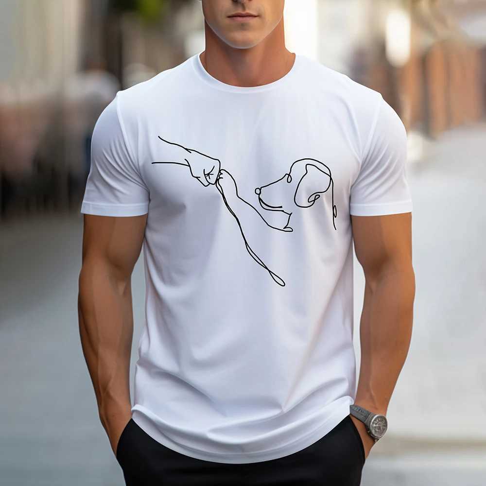 New handmade drn dog graphic printed T-shirt loose mens short slip clothing outdoor casual breathable mens T-shirt top W241026