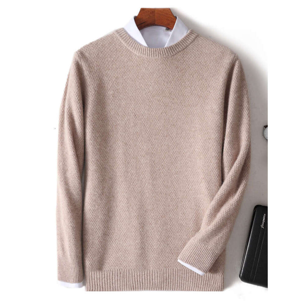 Aliselect 100% Pure Merino Wool Pullover Men Cashmere Knitwear Autumn Winter Thickened Warm Round Collar Long Sleeve Sweaters