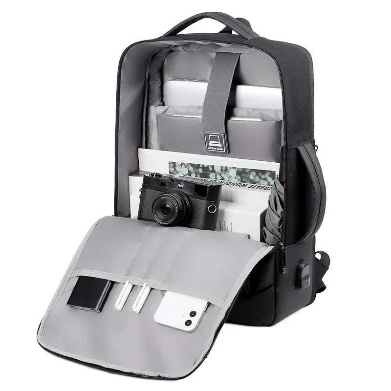 Mens Business Backpack Expandable Multifunctial Student Travel Bags Large Capacity Waterproof USB Charging BackpacksXJ241026