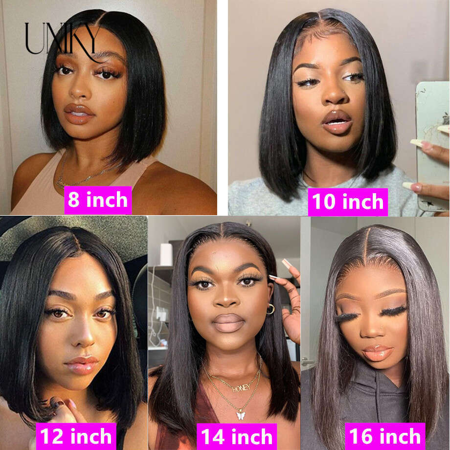 12A Wear And Go Glueless 180 Density Straight Bob Preplucked Human Hair Wigs 4X4 Hd Lace Closure Wig On Sale Clearance
