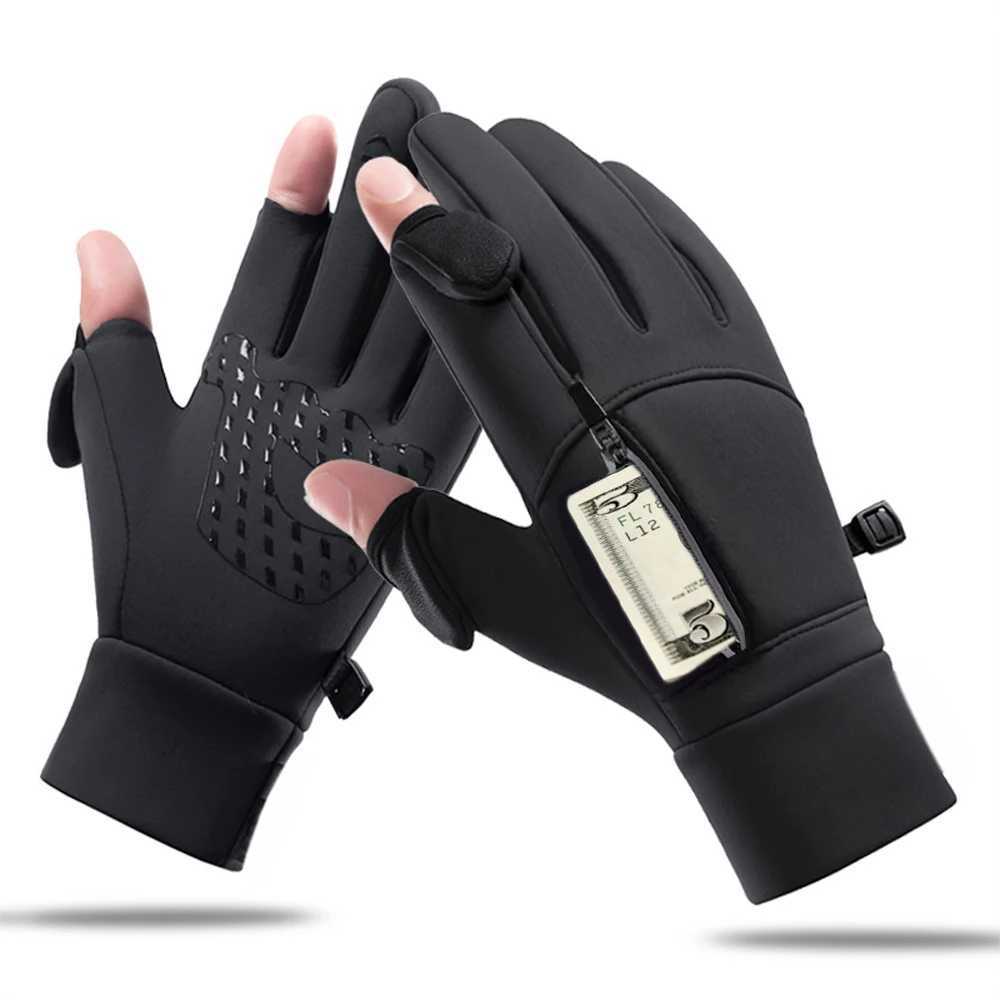 Winter Warm Gs Flip Exposed Two Fingers Gs Waterproof Windproof Touch Screen Gs Bicycle Skiing Fishing Gs W241026