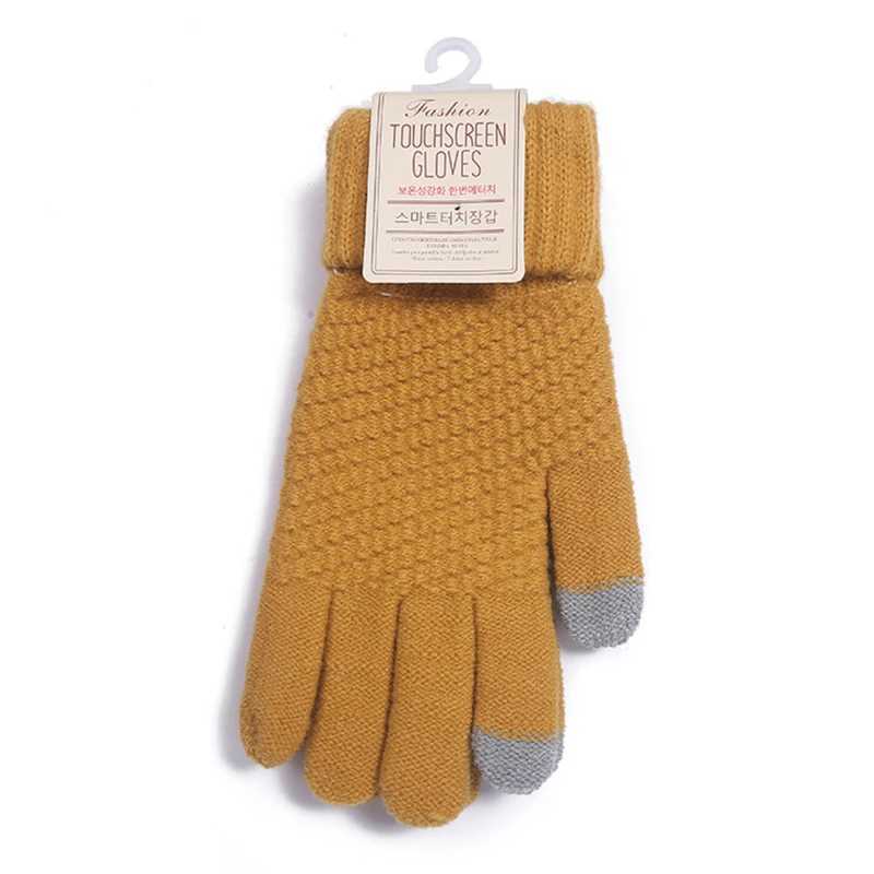 Winter Touch Screen Gs Womens Warm Elastic Knitted Gloves Simulated Wool Full Finger Tube Womens Crochet Luvas Thick W241026