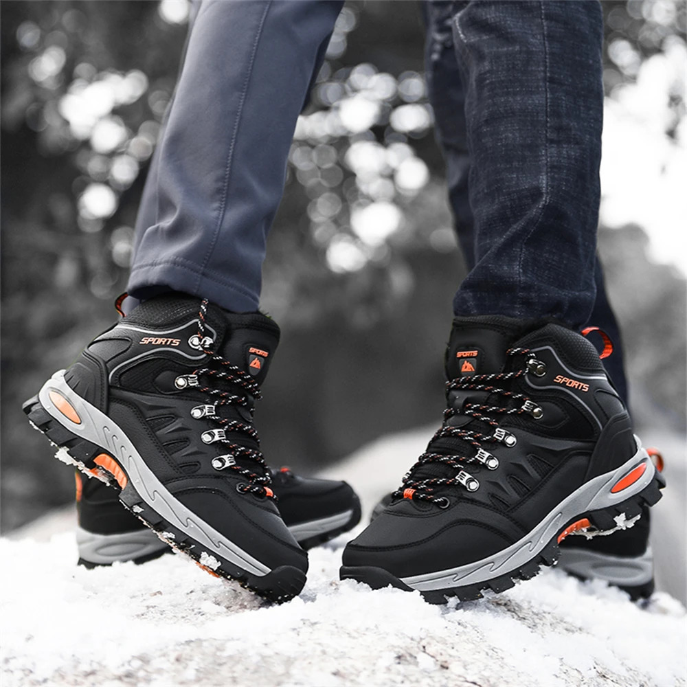 Men Winter Snow Waterproof Sneakers Plush Warm High Top Mens Boots Outdoor New Male Hiking Boot Shoe Size 39-47 241025