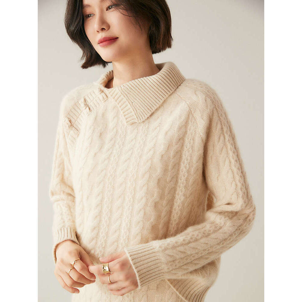 New Chic Women's 100% Cashmere Sweater Twist Wer Knit Pullover Autumn Winter Chinese Style Knitwear Female Clothing Top