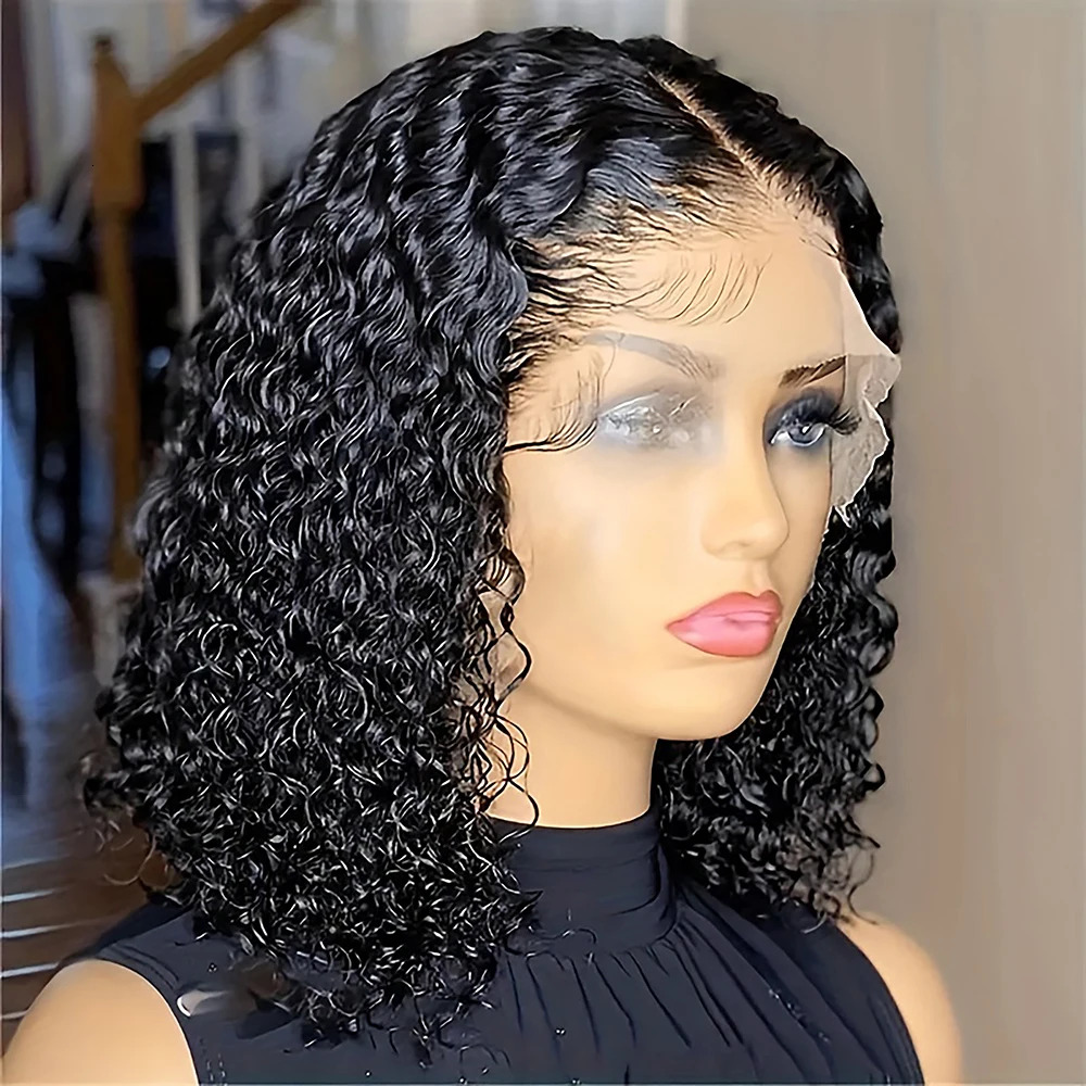Pre Plucked Brazilian 13x4 Closure Wig Short Bob Kinky Curly Front Human Hair Wigs Lace