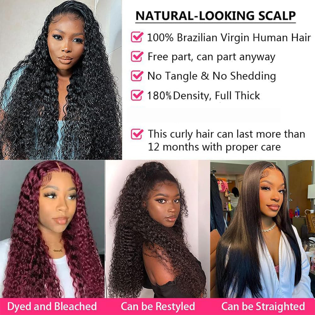 40 inch Deep Wave Frontal 13x4 13x6 Hd Lace Front Wig Pre Plucked Brazilian Curly Human Hair Wigs 100%